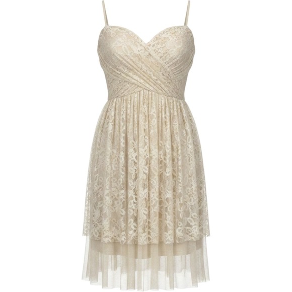 Ark & Co Dresses & Skirts - Ark & Co Ivory Lace Tulle Sweetheart Mini Dress Sz M Boho Bridal Cocktail
